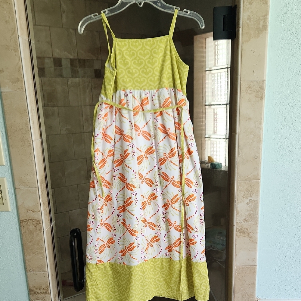 Green and White Patterned Girl's Sundress